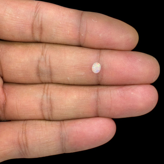 Natural White Ethiopian Opal Stone 0.21 Carats Oval Cabochon Shape 5 x 4 mm