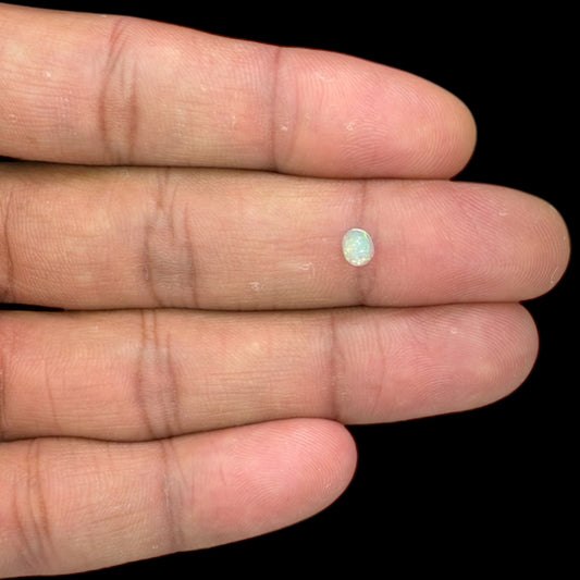 Natural White Ethiopian Opal Stone 0.22 Carats Oval Cabochon Shape 5 x 4 mm