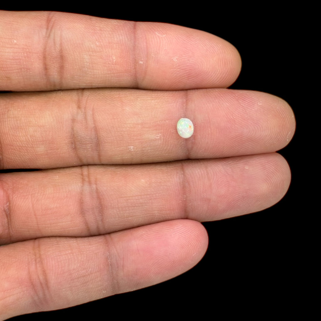Natural White Ethiopian Opal Stone 0.23 Carats Oval Cabochon Shape 5 x 4 mm