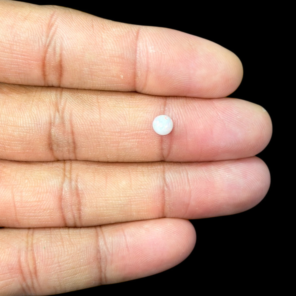 Natural White Ethiopian Opal Stone 0.23 Carats Round Cabochon Shape Size 5 mm