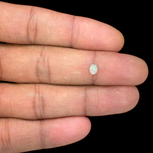 Natural White Ethiopian Opal Stone 0.25 Carats Oval Cabochon Shape 5 x 4 mm