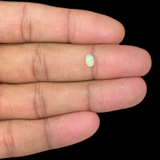 Natural White Ethiopian Opal Stone 0.28 Carats Oval Cabochon Shape 6 x 4 mm