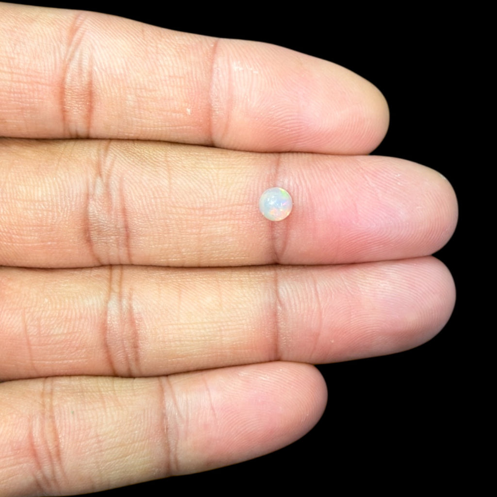 Natural White Ethiopian Opal Stone 0.31 Carats Round Cabochon Shape Size 5 mm