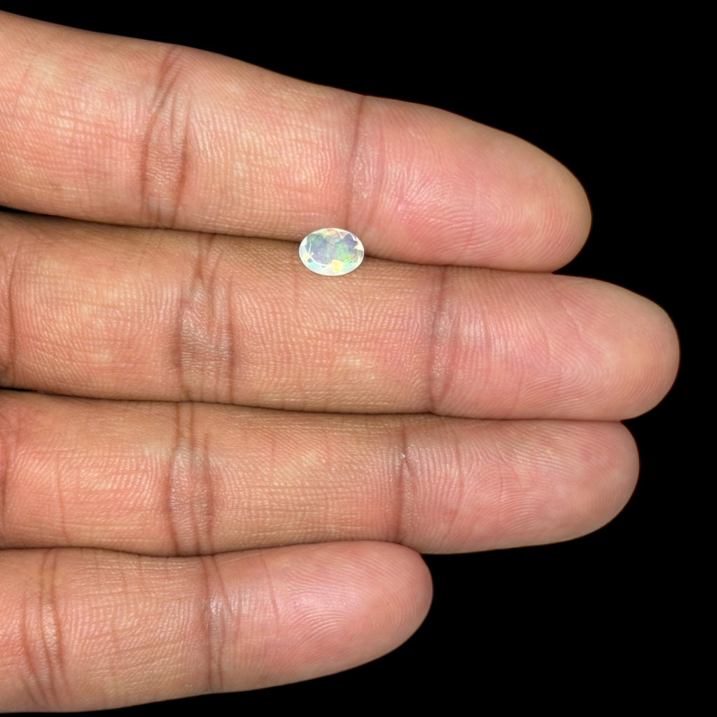Natural White Ethiopian Opal Stone 0.36 Carats Oval Cabochon Shape 7 x 5.1 mm