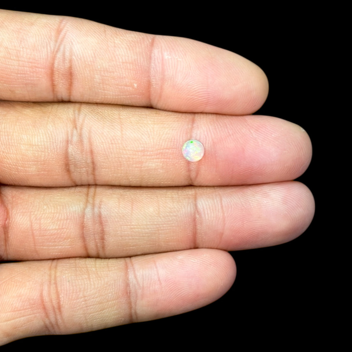 Natural White Ethiopian Opal Stone 0.36 Carats Round Cabochon Shape Size 5 mm