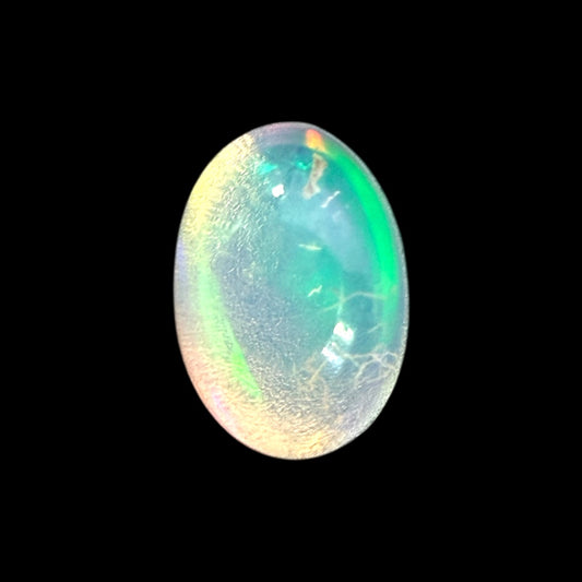 Natural White Ethiopian Opal Stone 0.37 Carats Oval Cabochon Shape 6 x 4.1 mm