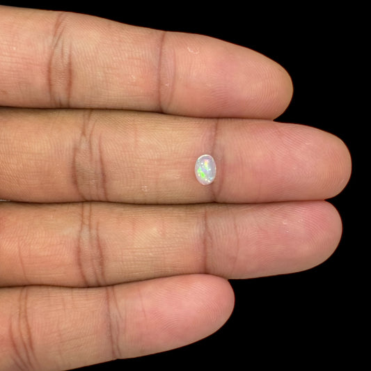 Natural White Ethiopian Opal Stone 0.37 Carats Oval Cabochon Shape 6 x 4.1 mm