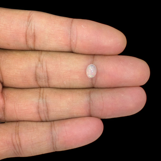 Natural White Ethiopian Opal Stone 0.42 Carats Oval Cabochon Shape 7 x 5 mm
