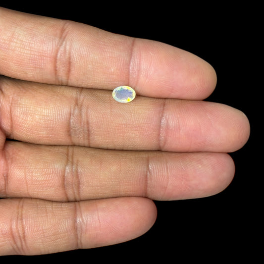 Natural White Ethiopian Opal Stone 0.44 Carats Oval Cabochon Shape 7 x 5.1 mm