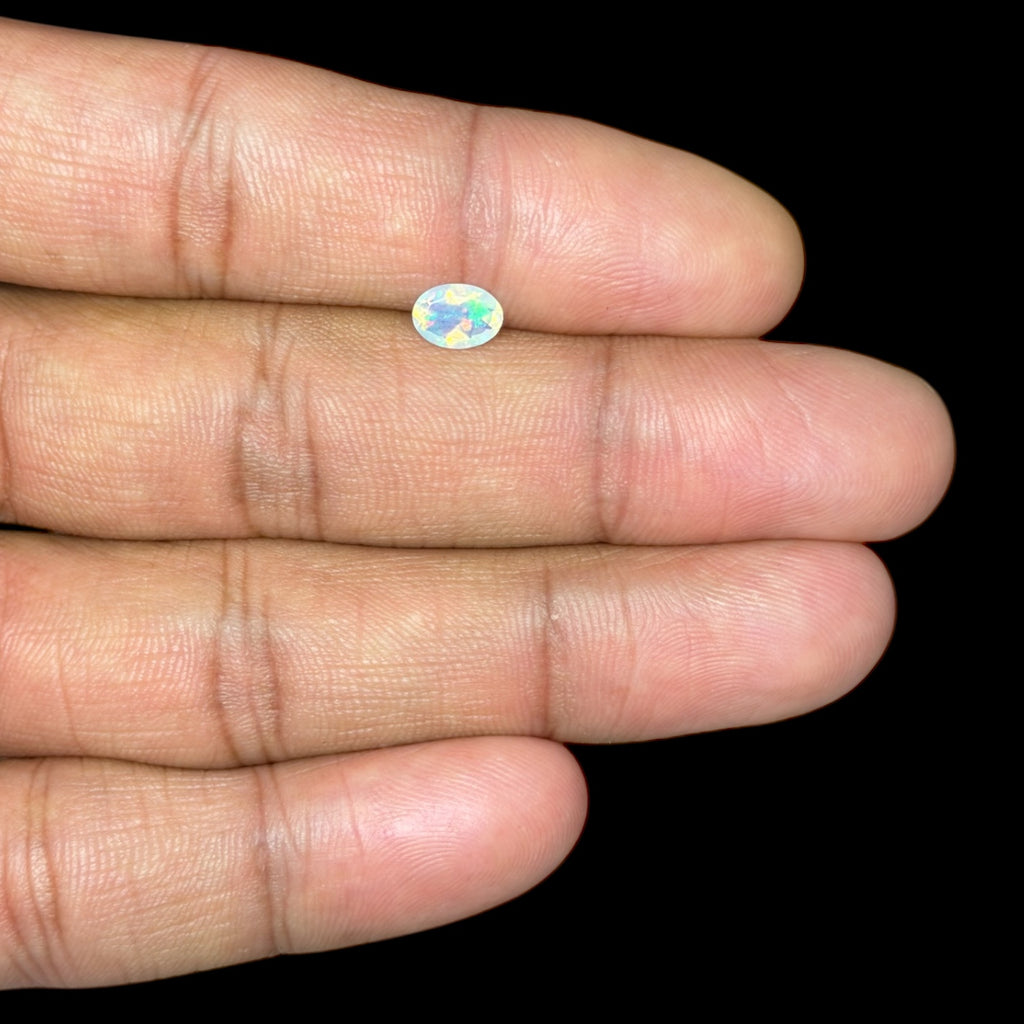 Natural White Ethiopian Opal Stone 0.45 Carats Oval Cabochon Shape 7 x 5 mm