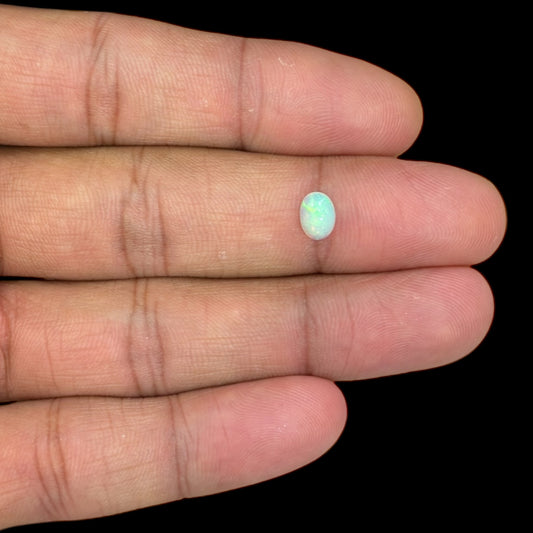 Natural White Ethiopian Opal Stone 0.46 Carats Oval Cabochon Shape 7 x 5 mm
