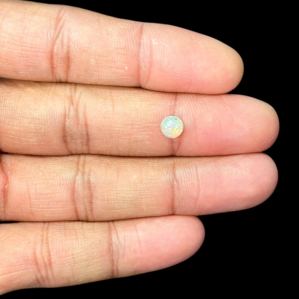Natural White Ethiopian Opal Stone 0.51 Carats Round Cabochon Shape Size 6 mm 