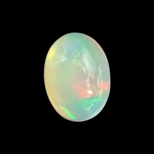 Natural White Ethiopian Opal Stone 0.58 Carats Oval Cabochon Shape 7 x 5 mm