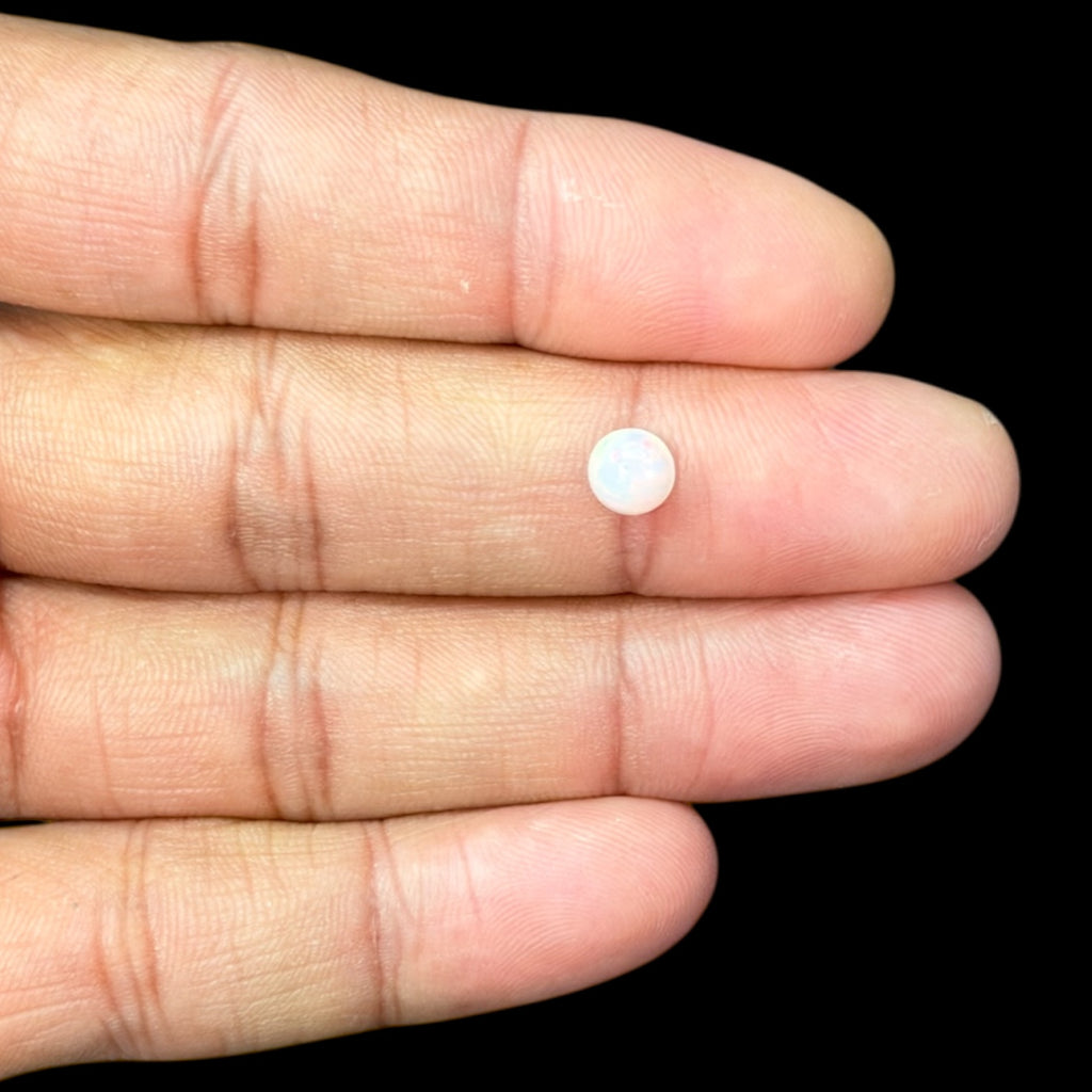 Natural White Ethiopian Opal Stone 0.58 Carats Round Cabochon Shape Size 6 mm 