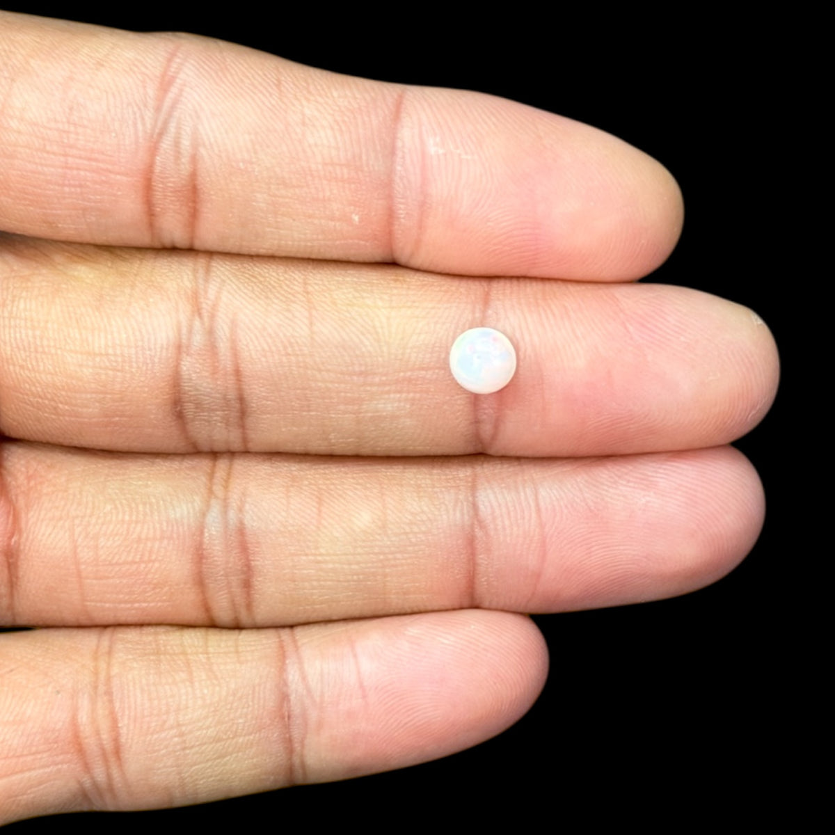 Natural White Ethiopian Opal Stone 0.58 Carats Round Cabochon Shape Size 6 mm 