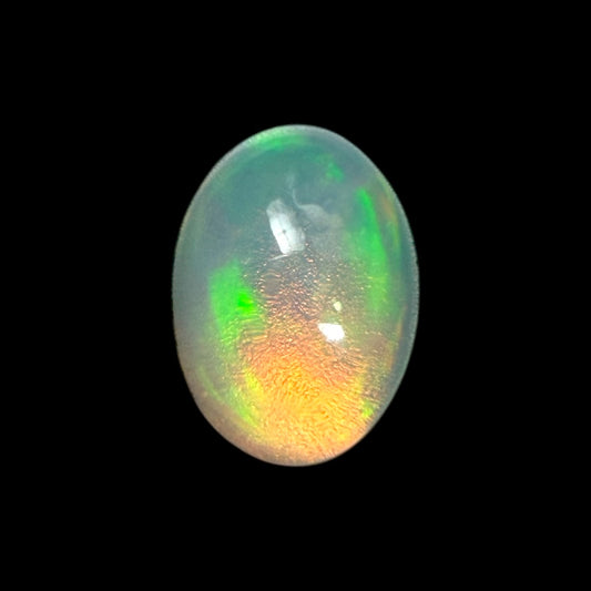 Natural White Ethiopian Opal Stone 0.65 Carats Oval Cabochon Shape 7 x 5.2 mm