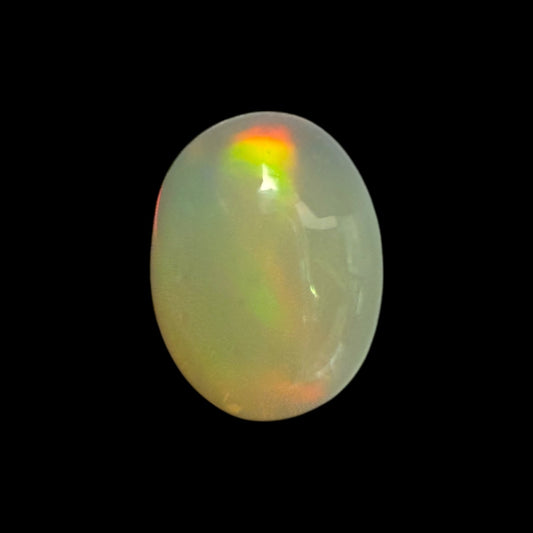 Natural White Ethiopian Opal Stone 0.66 Carats Oval Cabochon Shape 8 x 6.2 x 3.4 mm