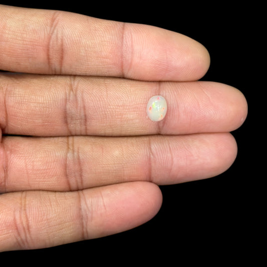 Natural White Ethiopian Opal Stone 0.66 Carats Oval Cabochon Shape 8 x 6.2 x 3.4 mm