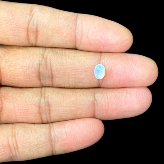 Natural White Ethiopian Opal Stone 0.67 Carats Oval Cabochon Shape 7.1 x 5.1 mm