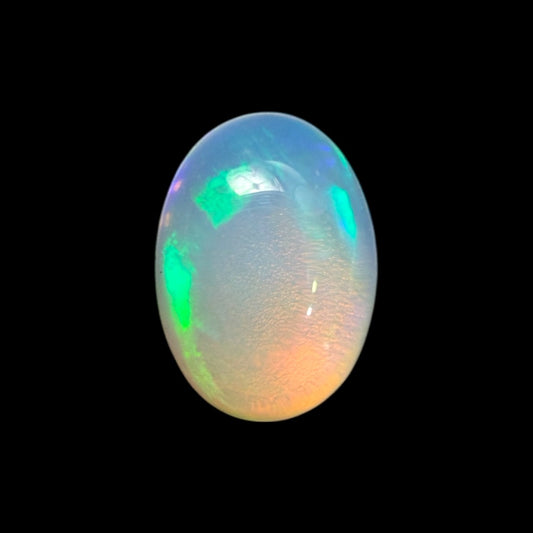 Natural White Ethiopian Opal Stone 0.67 Carats Oval Cabochon Shape 7.1 x 5.1 mm