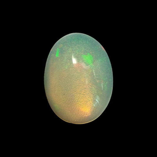Natural White Ethiopian Opal Stone 0.67 Carats Oval Cabochon Shape 8.2 x 6.2 x 3.2 mm