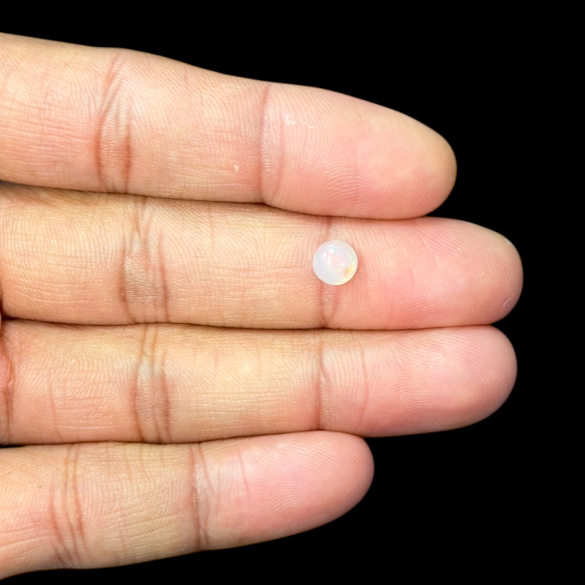 Natural White Ethiopian Opal Stone 0.73 Carats Round Cabochon Shape Size 6 mm 
