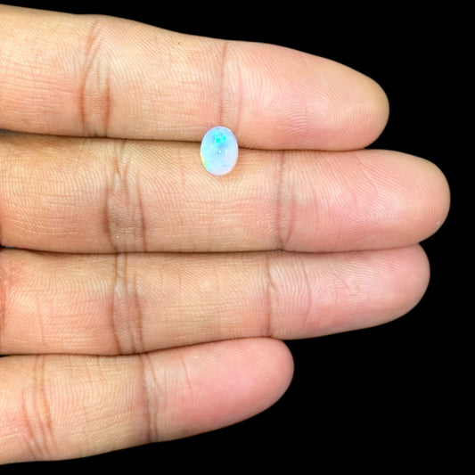 Natural White Ethiopian Opal Stone 0.76 Carats Oval Cabochon Shape 8 x 6.1 x 4 mm