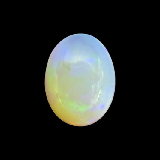 Natural White Ethiopian Opal Stone 0.76 Carats Oval Cabochon Shape 8 x 6.1 x 4 mm