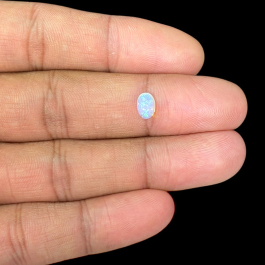 Natural White Ethiopian Opal Stone 0.78 Carats Oval Cabochon Shape 7 x 5 mm
