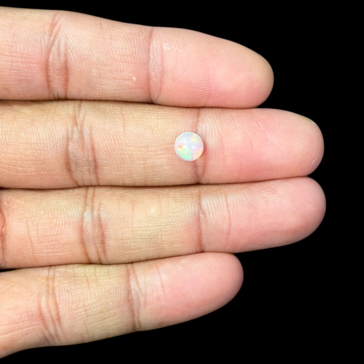Natural White Ethiopian Opal Stone 0.78 Carats Round Cabochon Shape Size 6 mm 