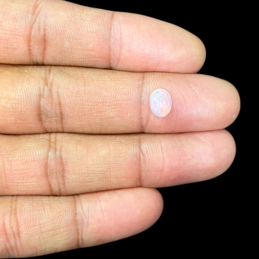 Natural White Ethiopian Opal Stone 0.81 Carats Oval Cabochon Shape 8 x 6 x 3.4 mm