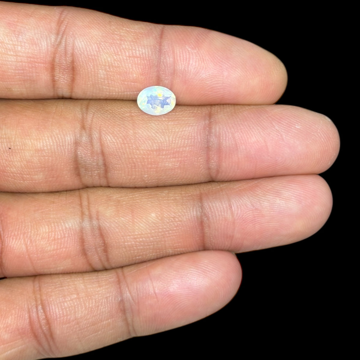 Natural White Ethiopian Opal Stone 0.84 Carats Oval Cabochon Shape 8 x 6 mm