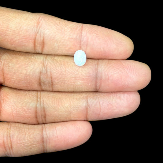 Natural White Ethiopian Opal Stone 0.87 Carats Oval Cabochon Shape 8 x 6.2 x 3.6 mm