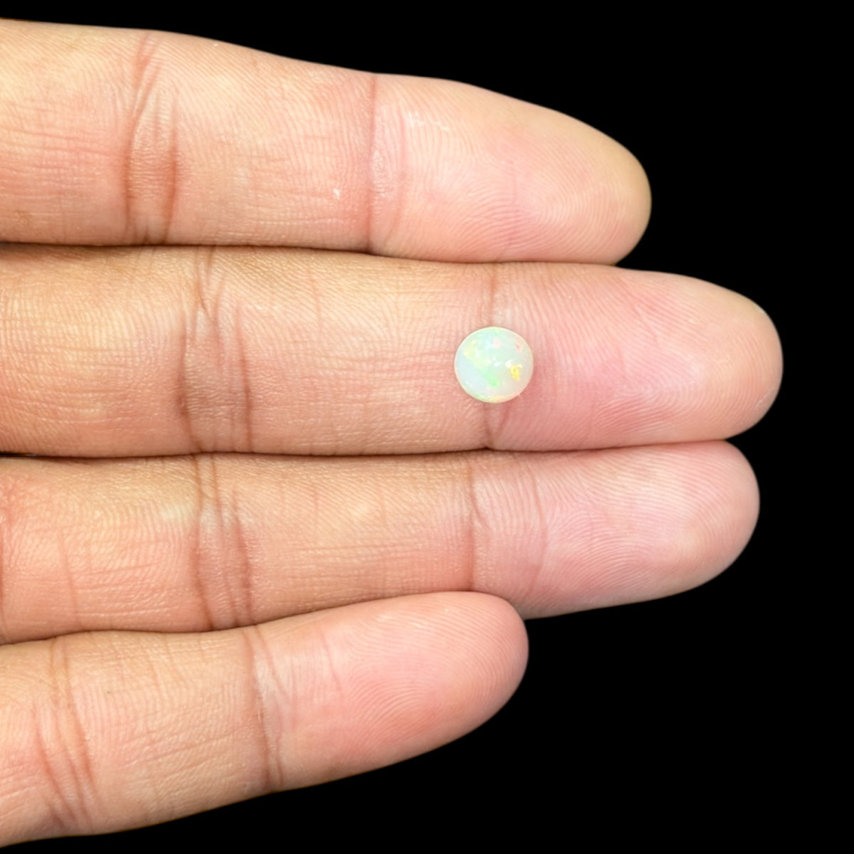 Natural White Ethiopian Opal Stone 0.90 Carats Round Cabochon Shape Size 7 mm