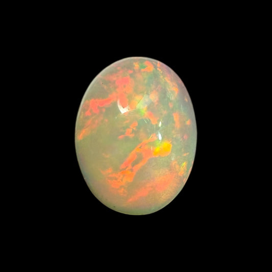 Natural White Ethiopian Opal Stone 0.91 Carats Oval Cabochon Shape 8.1 x 6.1 x 3.7 mm