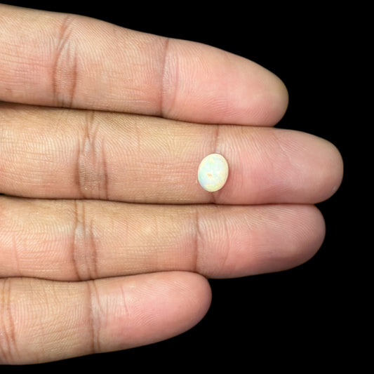 Natural White Ethiopian Opal Stone 1.08 Carats Oval Cabochon Shape 8.1 x 6.2 x 4.5 mm