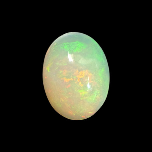 Natural White Ethiopian Opal Stone 1.08 Carats Oval Cabochon Shape 8.1 x 6.2 x 4.5 mm