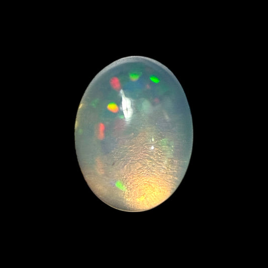 Natural White Ethiopian Opal Stone 1.21 Carats Oval Cabochon Shape 8 x 6.1 x 4.6 mm