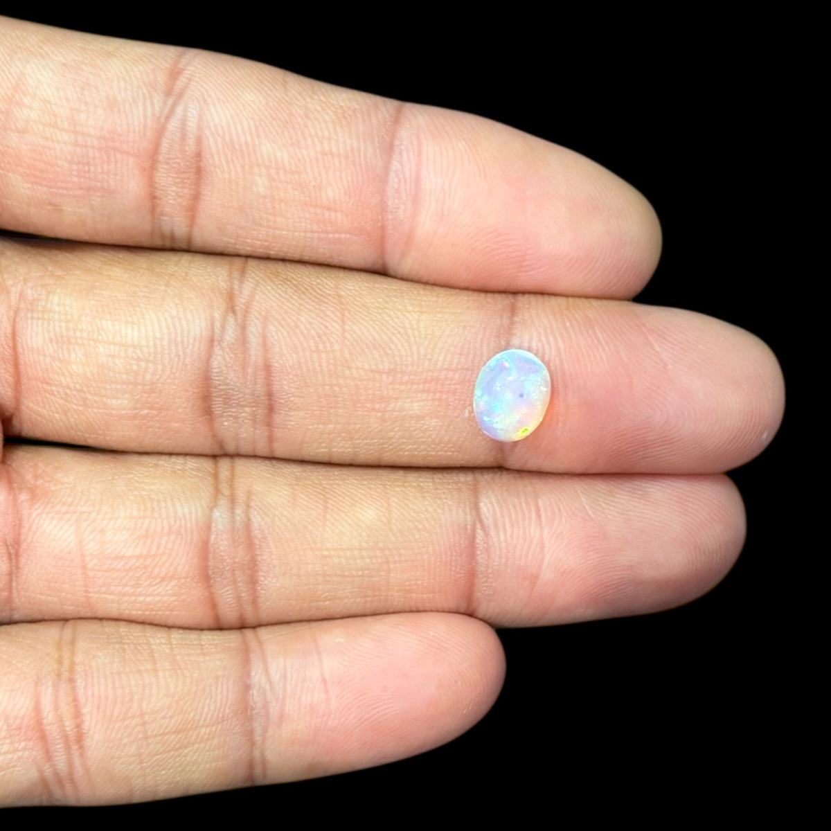 Natural White Ethiopian Opal Stone 1.55 Carats Oval Cabochon Shape 9.2 x 7.1 x 4.9 mm