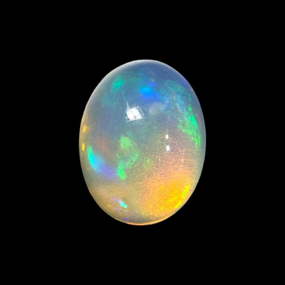 Natural White Ethiopian Opal Stone 1.55 Carats Oval Cabochon Shape 9.2 x 7.1 x 4.9 mm