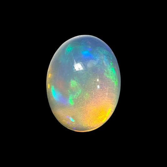 Natural White Ethiopian Opal Stone 1.55 Carats Oval Cabochon Shape 9.2 x 7.1 x 4.9 mm