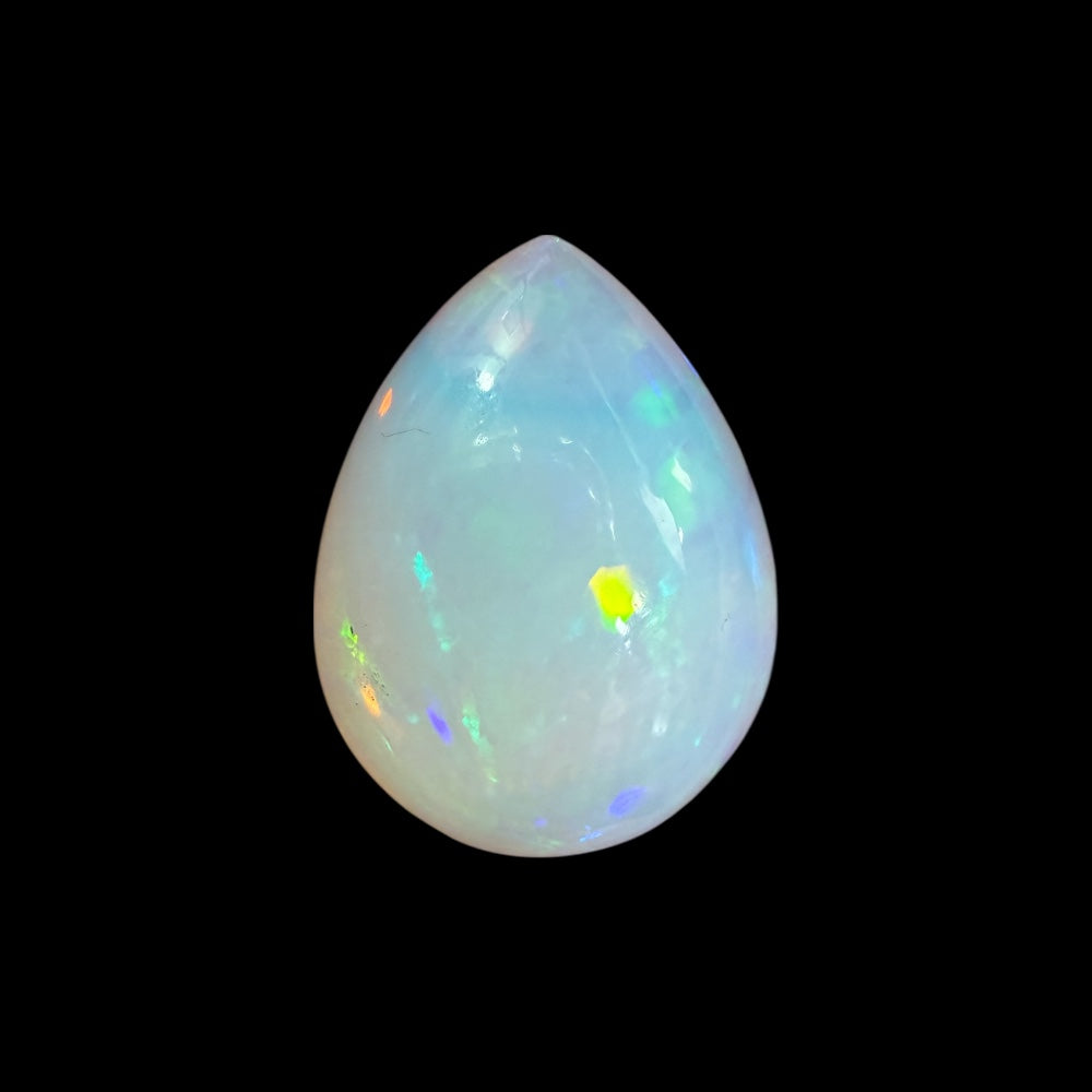 Natural White Ethiopian Opal Stone 10.80 Carats Pear Cabochon Shape 21.7 x 16.1 x 6.7 mm