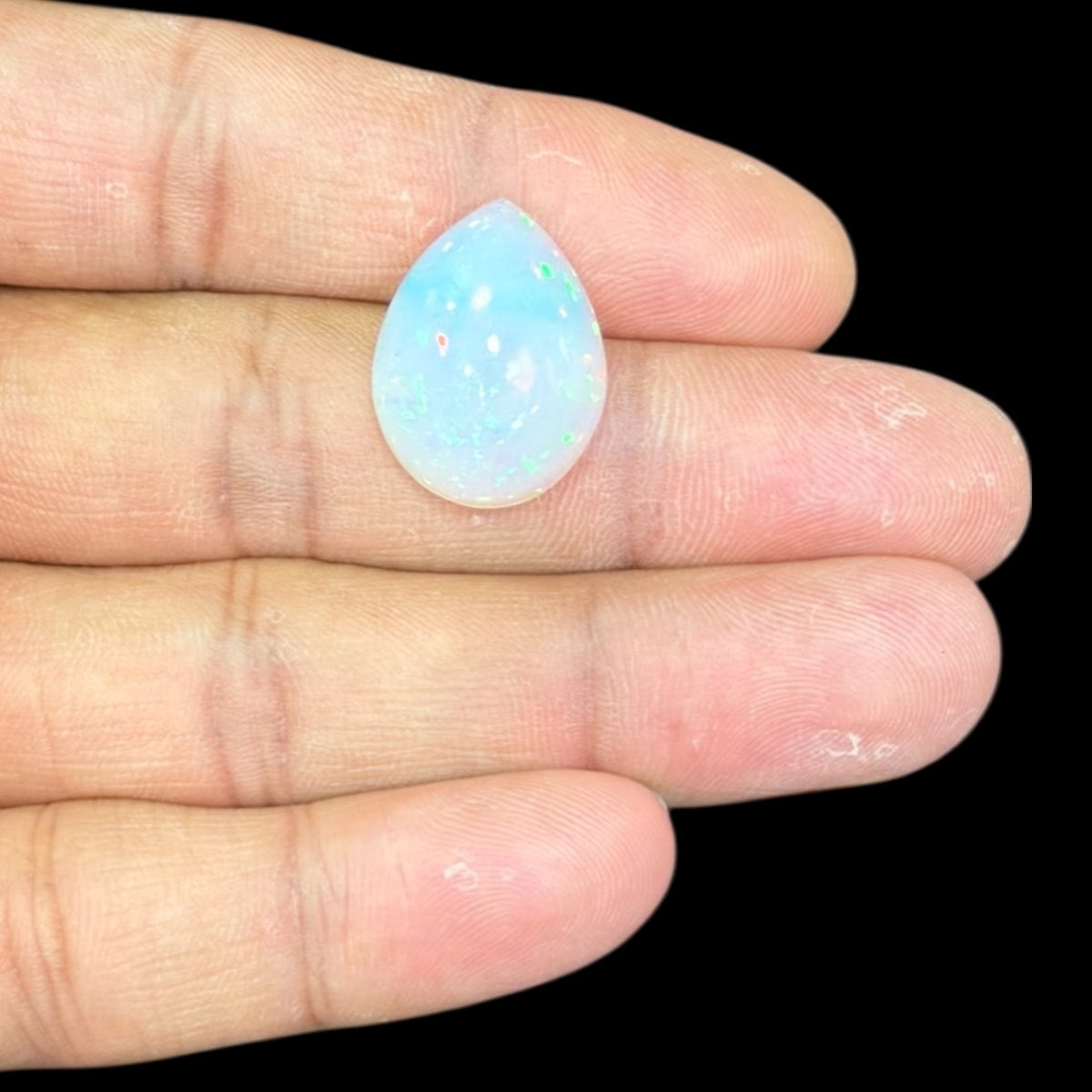 Natural White Ethiopian Opal Stone 10.80 Carats Pear Cabochon Shape 21.7 x 16.1 x 6.7 mm