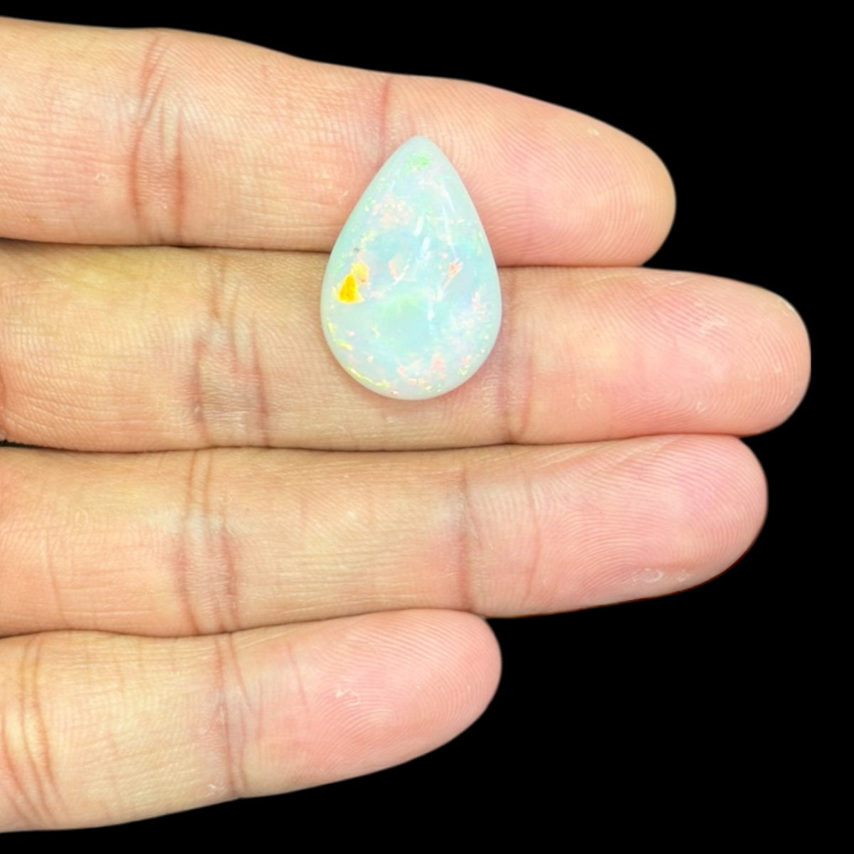 Natural White Ethiopian Opal Stone 11.10 Carats Pear Cabochon Shape 23.6 x 16.3 x 6.5 mm
