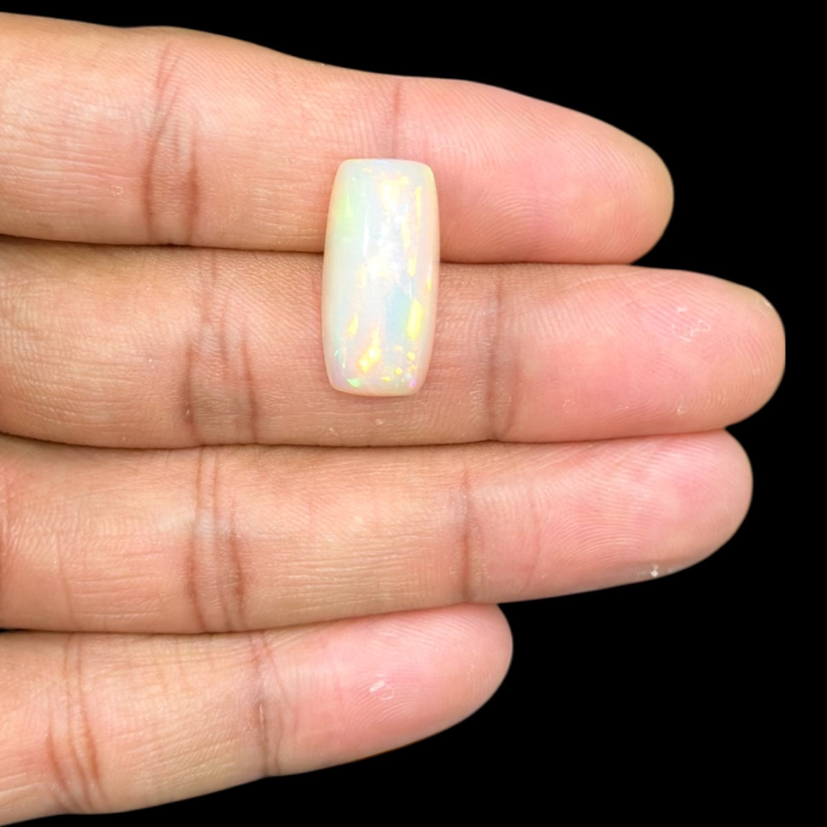 Natural White Ethiopian Opal Stone 11.22 Carats Long Cushion Cabochon Shape Size 21.4 x 10.5 x 10 mm
