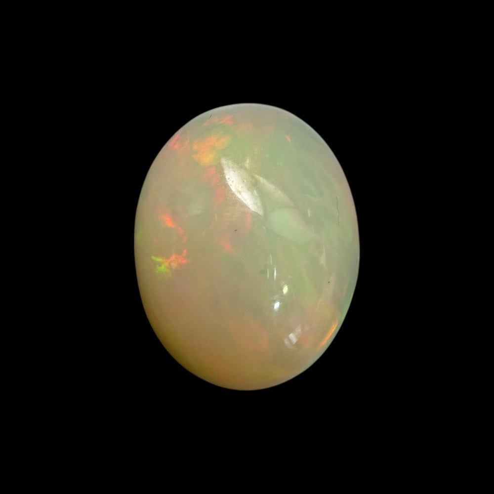 Natural White Ethiopian Opal Stone 11.29 Carats Oval Cabochon Shape 19.6 x 15.4 x 8.8 mm