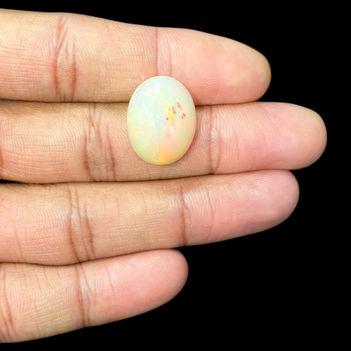 Natural White Ethiopian Opal Stone 11.29 Carats Oval Cabochon Shape 19.6 x 15.4 x 8.8 mm