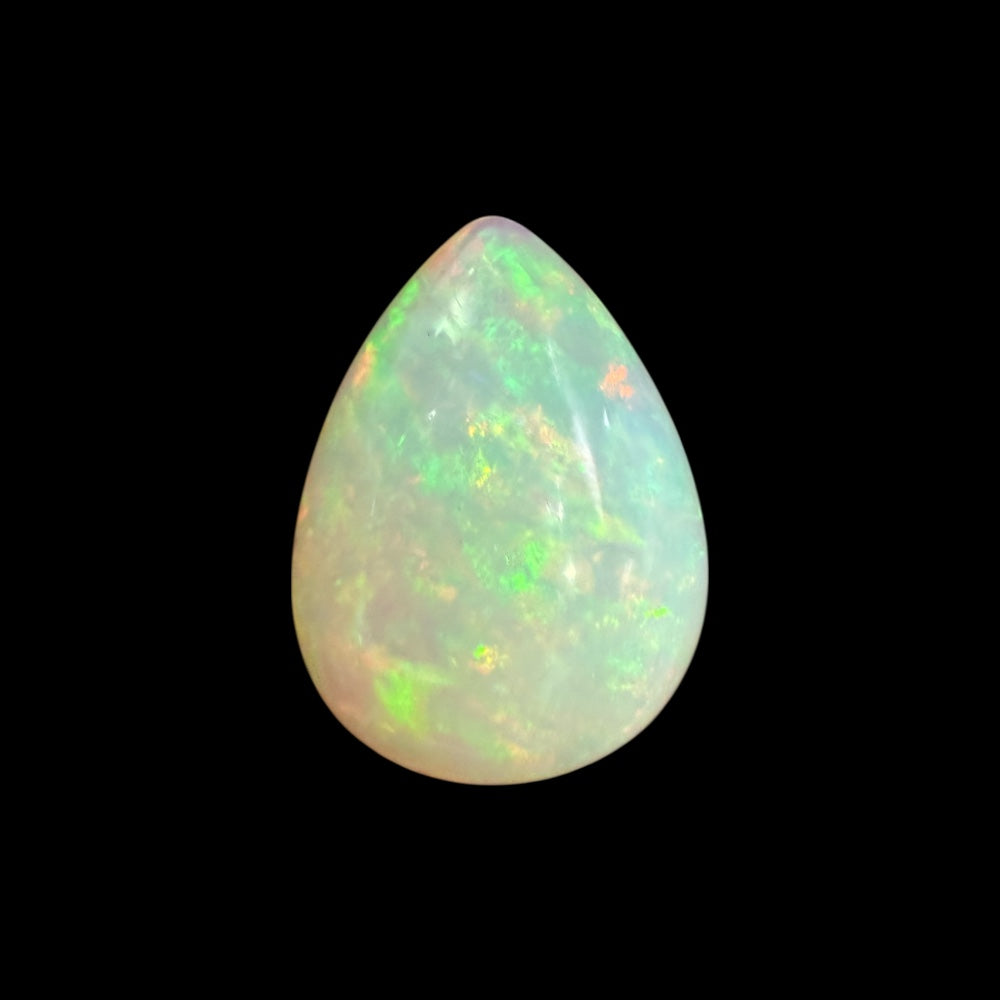 Natural White Ethiopian Opal Stone 11.31 Carats Pear Cabochon Shape 20.8 x 15.5 x 7.8 mm