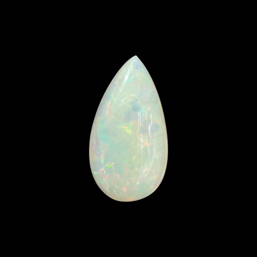 Natural White Ethiopian Opal Stone 11.33 Carats Pear Cabochon Shape 24.6 x 13.5 x 7.1 mm