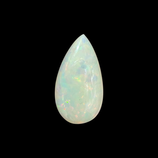 Natural White Ethiopian Opal Stone 11.33 Carats Pear Cabochon Shape 24.6 x 13.5 x 7.1 mm
